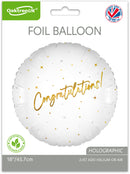 18" ELEGANT SPARKLE WHITE CONGRATULATIONS HOLOGRAPHIC FOIL