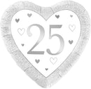 18" HEART HAPPY 25TH ANNIVERSARY SILVER FOIL