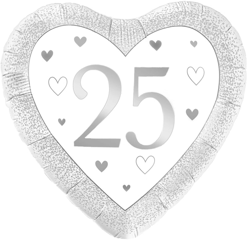 18" HEART HAPPY 25TH ANNIVERSARY SILVER FOIL