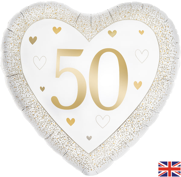 18" HEART HAPPY 50TH ANNIVERSARY GOLD FOIL