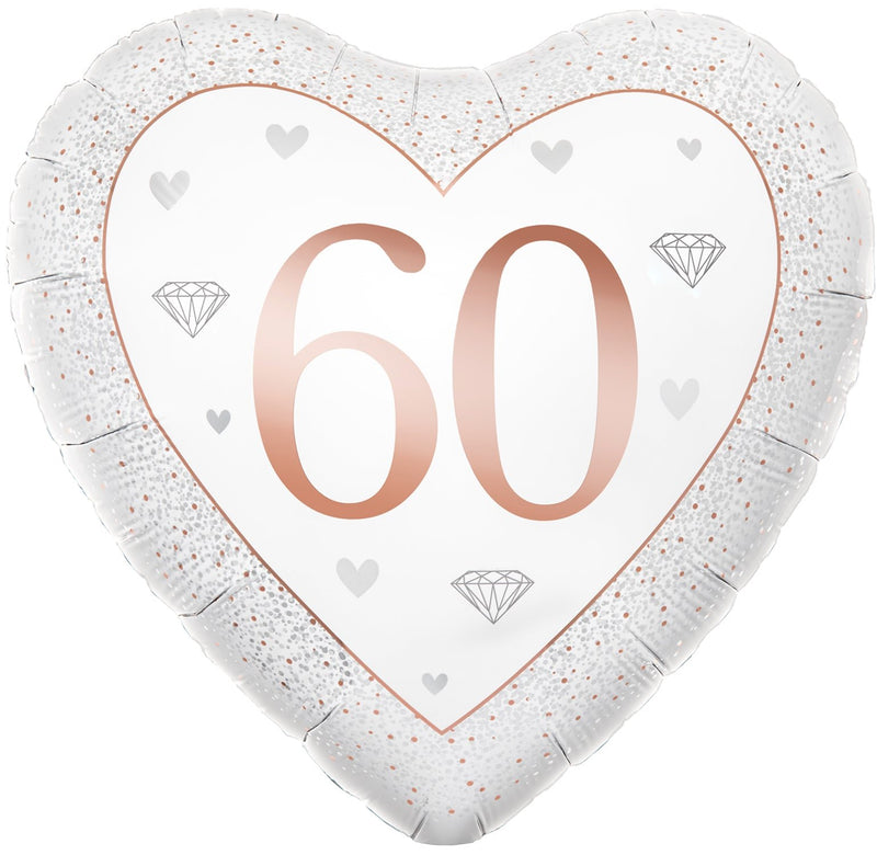 18" HEART HAPPY 60TH ANNIVERSARY DIAMOND FOIL