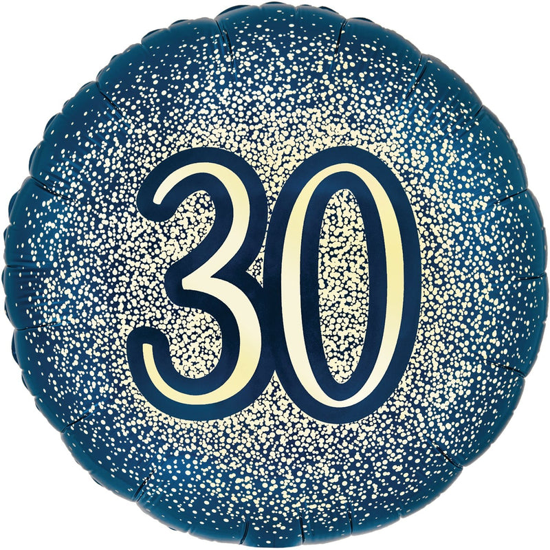 18" METALLIC GLITTER 30TH BIRTHDAY NAVY GOLD FOIL