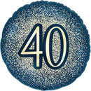18" METALLIC GLITTER 40TH BIRTHDAY NAVY GOLD FOIL