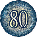 18" METALLIC GLITTER 80TH BIRTHDAY NAVY GOLD FOIL