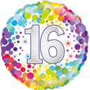 18" HAPPY 16th BIRTHDAY COLOURFUL CONFETTI FOIL