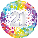 18" HAPPY 21st BIRTHDAY COLOURFUL CONFETTI FOIL