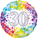18" HAPPY 30th BIRTHDAY COLOURFUL CONFETTI FOIL