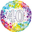 18" HAPPY 40th BIRTHDAY COLOURFUL CONFETTI FOIL