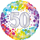 18" HAPPY 50th BIRTHDAY COLOURFUL CONFETTI FOIL