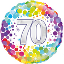 18" HAPPY 70th BIRTHDAY COLOURFUL CONFETTI FOIL