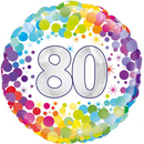18" HAPPY 80th BIRTHDAY COLOURFUL CONFETTI FOIL