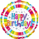 18" BRIGHT STRIPE BIRTHDAY HOLOGRAPHIC FOIL