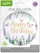 18" WATERCOLOUR FLORAL HAPPY BIRTHDAY FOIL