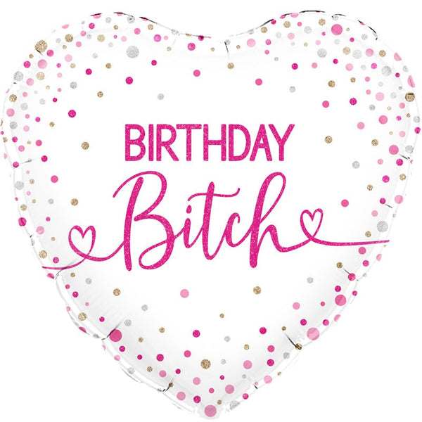 18" BIRTHDAY BITCH HOLOGRAPHIC HEART FOIL