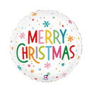 18" MERRY CHRISTMAS COLOURFUL SNOWFLAKES FOIL