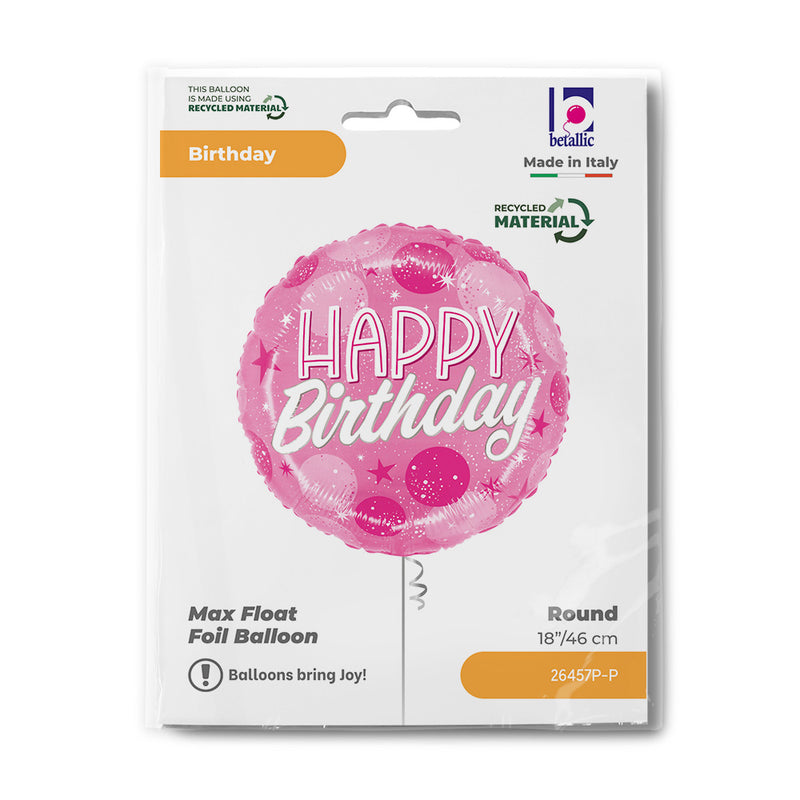 18" BIRTHDAY PINK SPARKLE DOTS FOIL