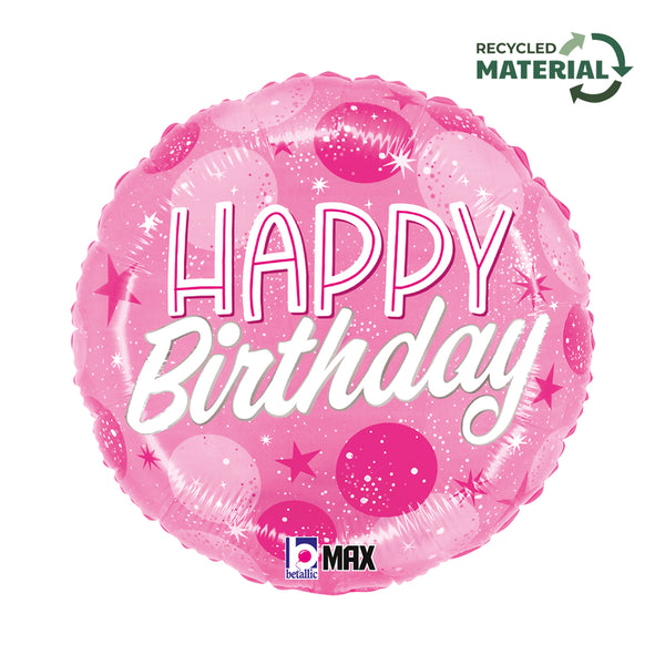 18" BIRTHDAY PINK SPARKLE DOTS FOIL