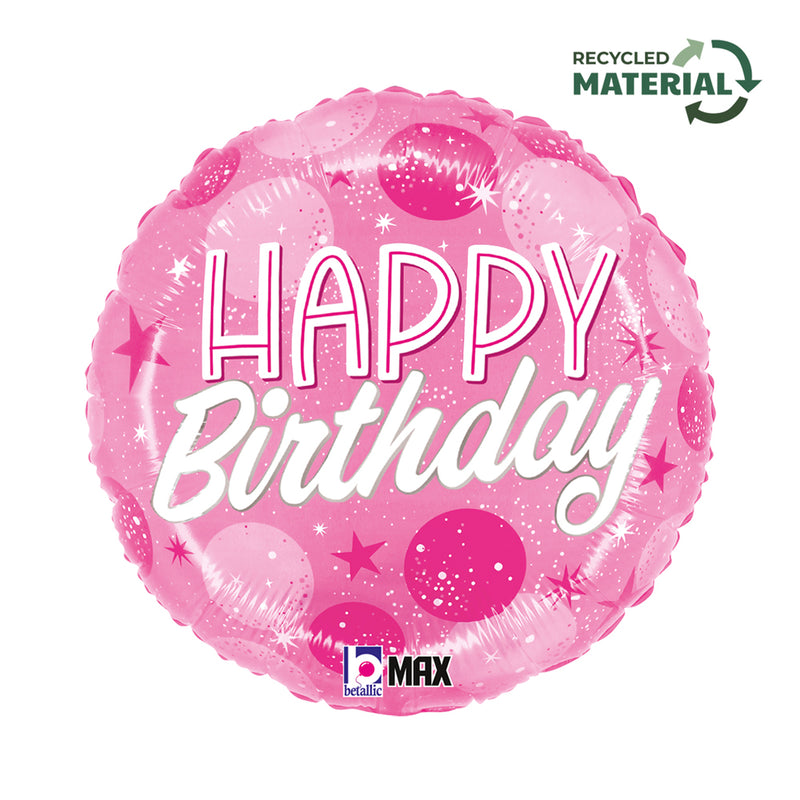 18" BIRTHDAY PINK SPARKLE DOTS FOIL
