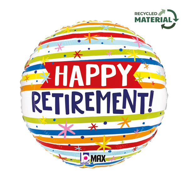18" HAPPY RETIREMENT STRIPES FOIL