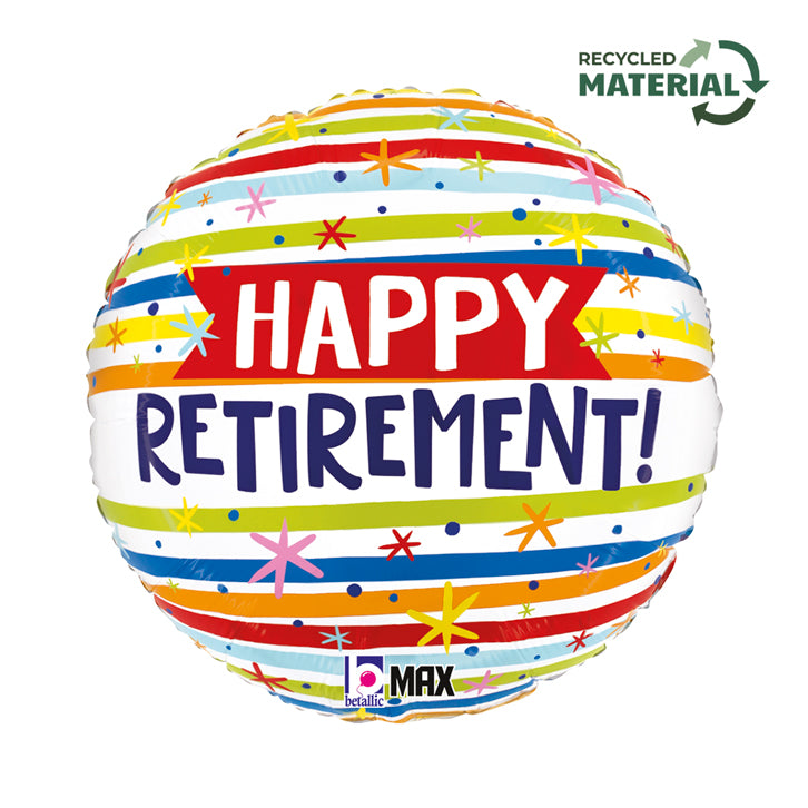18" HAPPY RETIREMENT STRIPES FOIL