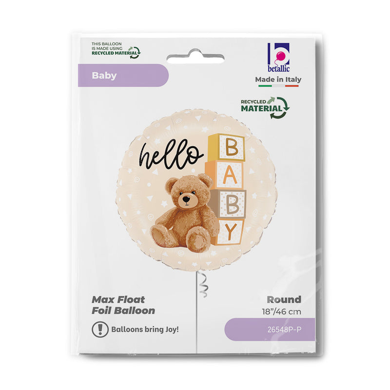18" HELLO BABY TEDDY BEAR FOIL