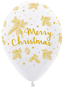 12" SEMPERTEX MERRY CHRISTMAS GOLD WINTER LATEX (25 PER PACK)