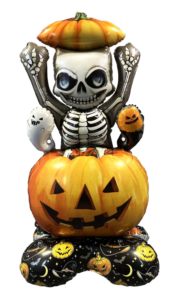 59" GIANT STRIKE PUMPKIN SKELETON FOIL (STAND-UP AIR-FILL OR HELIUM)