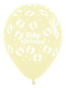 12" SEMPERTEX BABY SHOWER FOOTPRINTS PASTEL MATTE ASSORTMENT LATEX (25 PER BAG)
