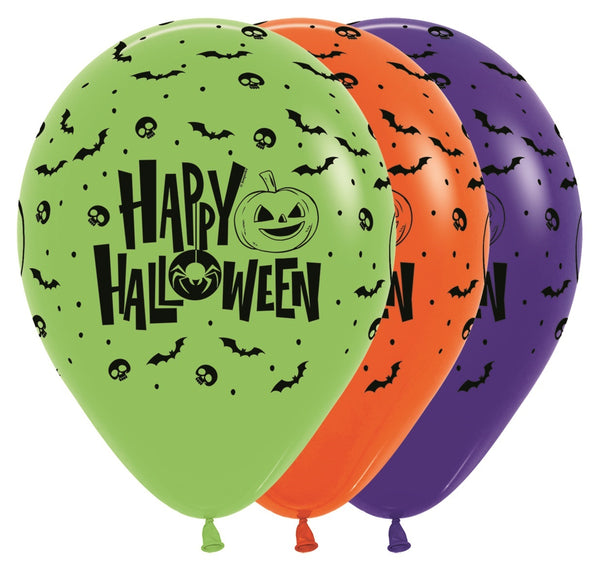 12" SEMPERTEX HAPPY HALLOWEEN NIGHT ASSORTMENT LATEX (25 PER PACK)