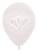 12" SEMPERTEX ENTWINED HEARTS CRYSTAL CLEAR LATEX (25 PER BAG)