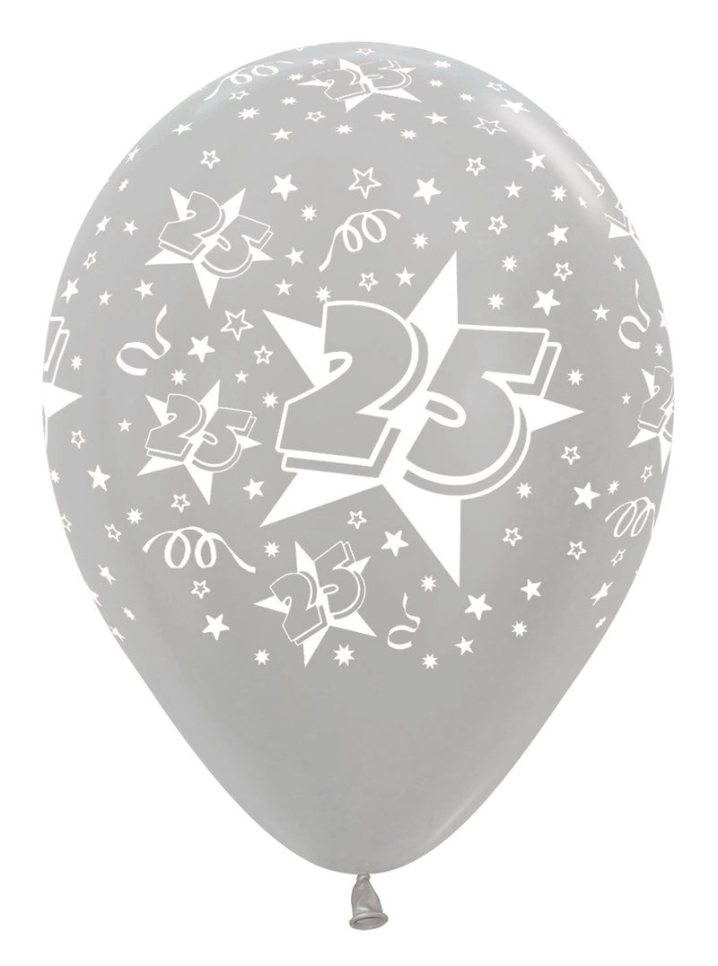 12" SEMPERTEX NUMBER 25 SILVER LATEX (25 PER BAG)