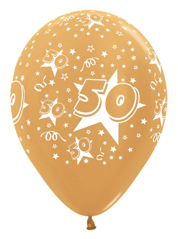 12" SEMPERTEX NUMBER 50 METALLIC GOLD LATEX (25 PER BAG)