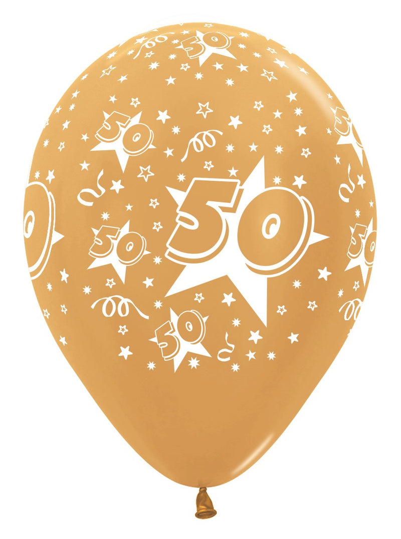 12" SEMPERTEX NUMBER 50 METALLIC GOLD LATEX (25 PER BAG)