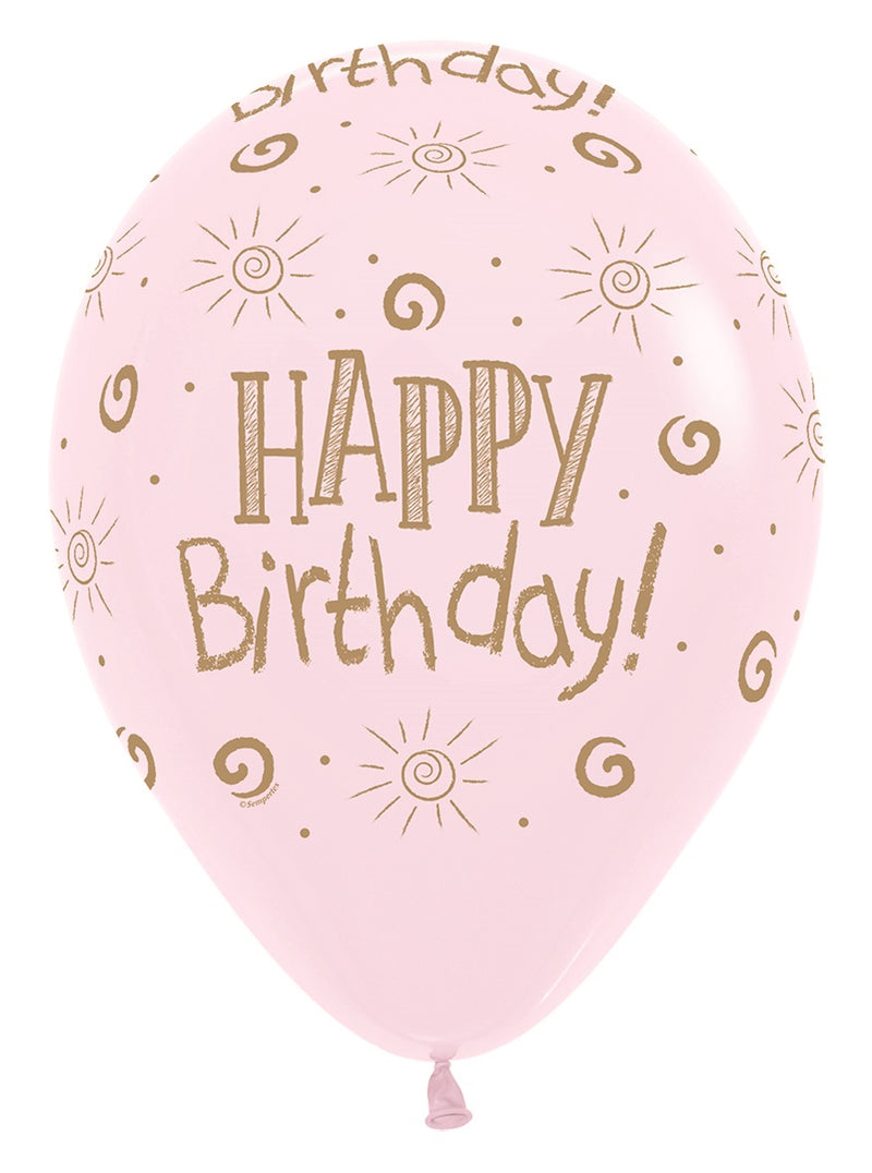 12" SEMPERTEX HAPPY BIRTHDAY SUN PASTEL MATTE ASSORTMENT LATEX (25 PER BAG)