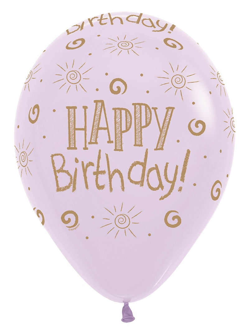 12" SEMPERTEX HAPPY BIRTHDAY SUN PASTEL MATTE ASSORTMENT LATEX (25 PER BAG)