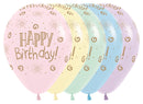 12" SEMPERTEX HAPPY BIRTHDAY SUN PASTEL MATTE ASSORTMENT LATEX (25 PER BAG)
