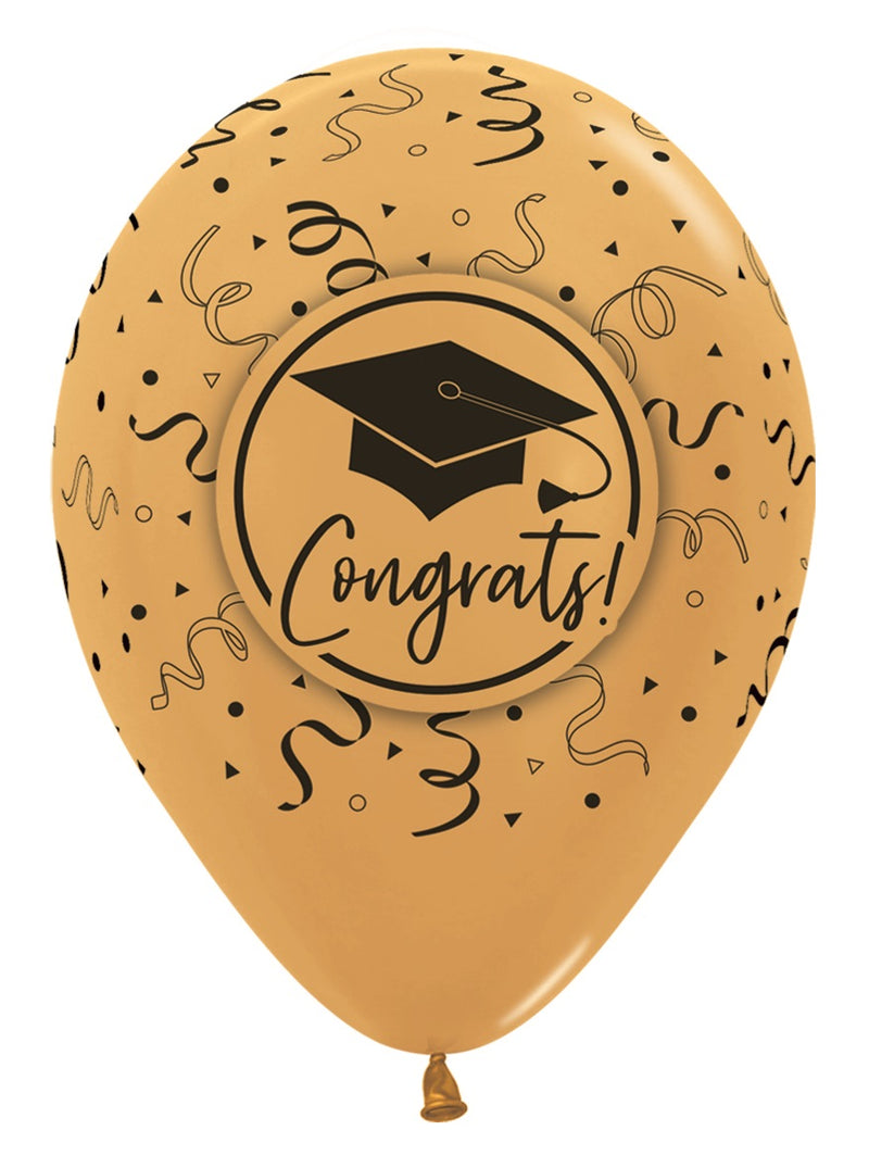 12" SEMPERTEX CONGRATS GRAD ASSORTMENT LATEX (25 PER BAG)