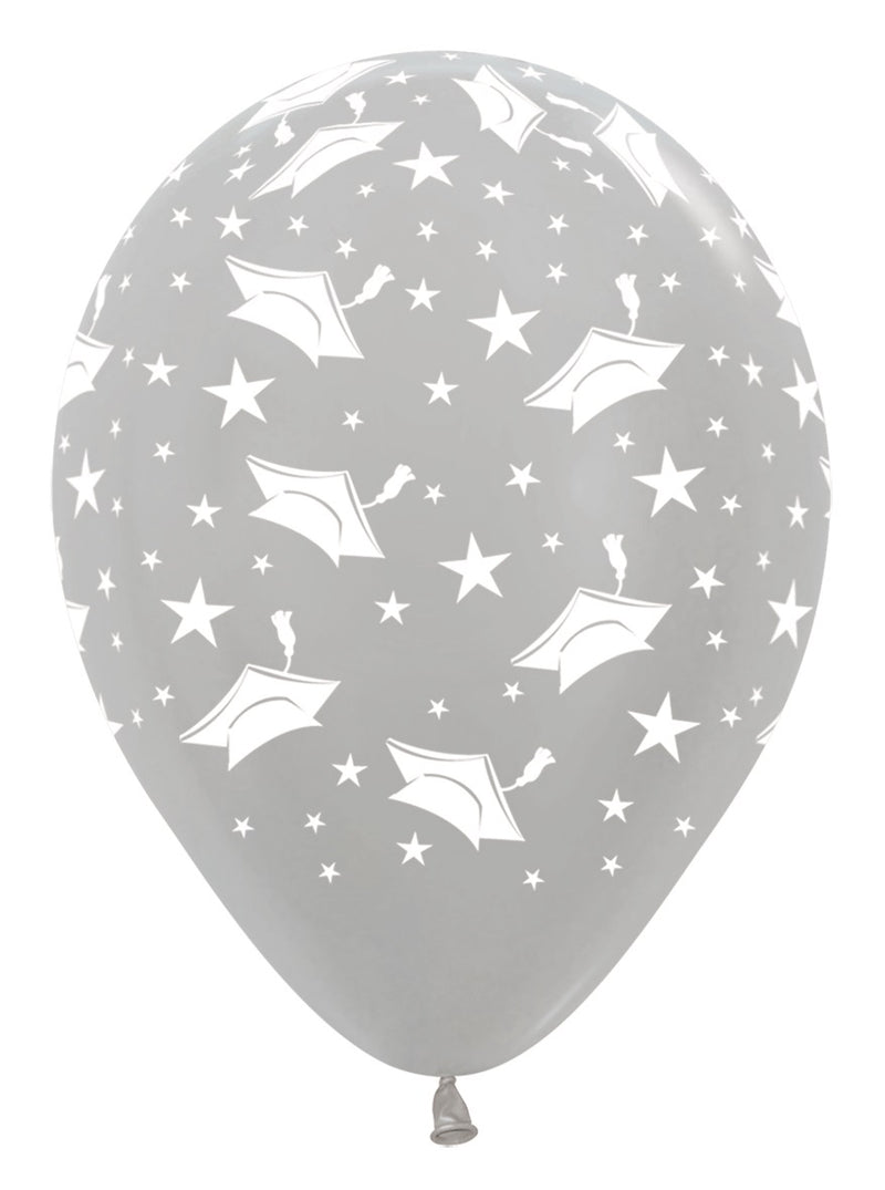 12" SEMPERTEX GRADUATION HATS SILVER LATEX (25 PER BAG)