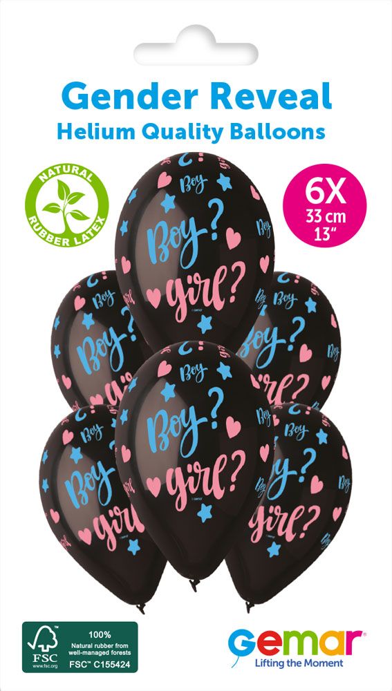 13" GEMAR RETAIL LATEX GENDER REVEAL #764 (6 BALLOONS PER PACK)