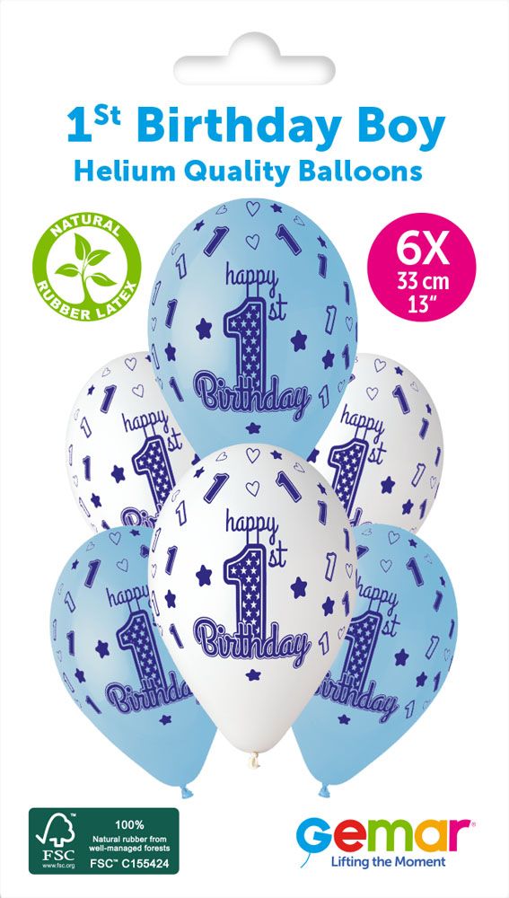 13" GEMAR RETAIL LATEX 1ST BIRTHDAY BOY