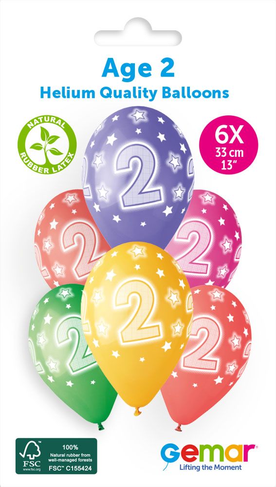 13" GEMAR RETAIL LATEX AGE 2 #847 (6 BALLOONS PER PACK)
