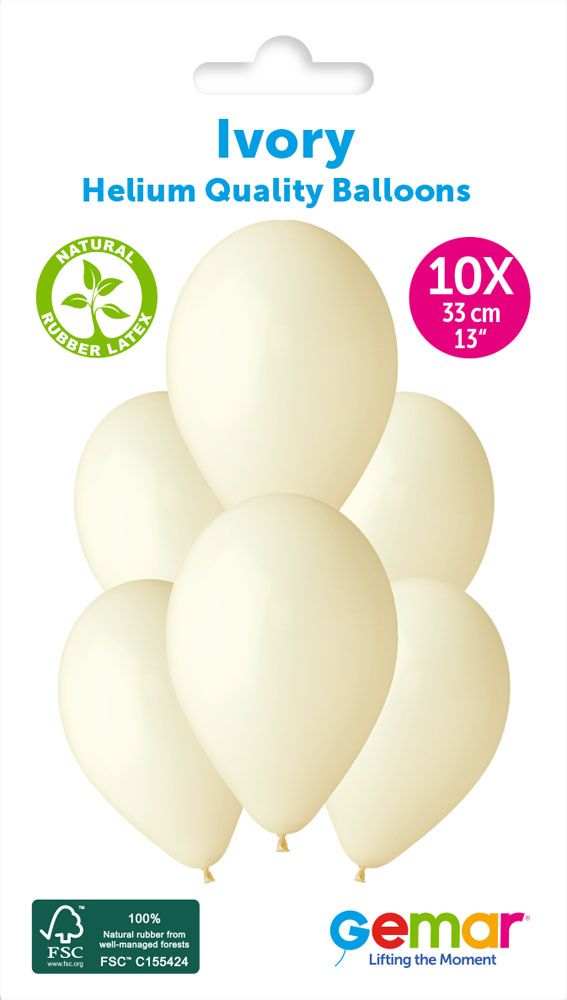 12" GEMAR RETAIL LATEX IVORY #059 (10 BALLOONS PER PACK)