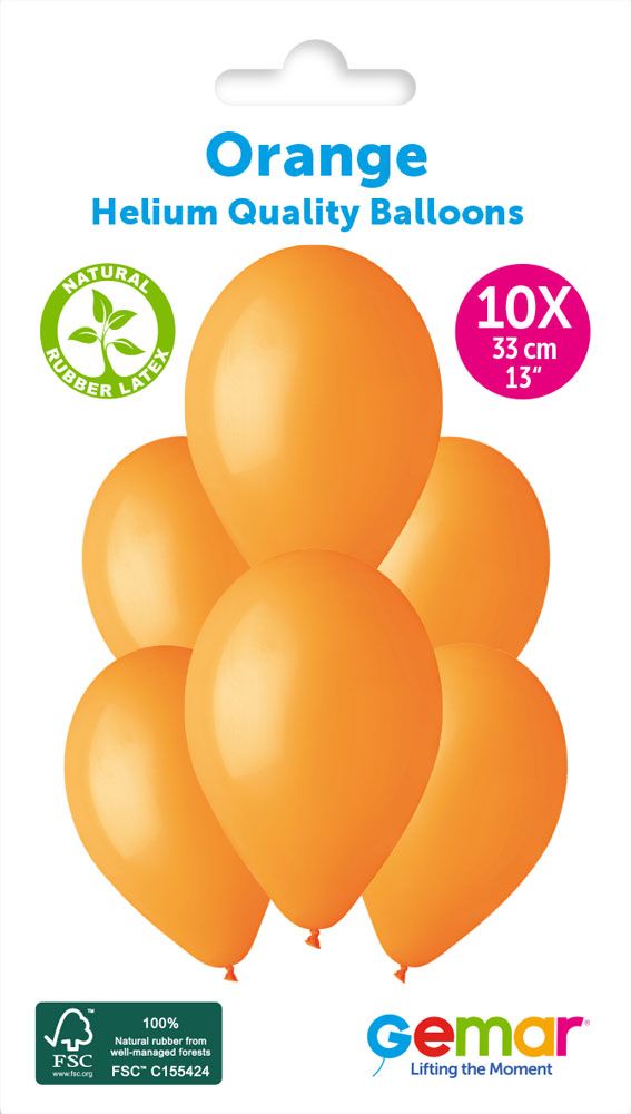 12" GEMAR RETAIL LATEX ORANGE #004 (10 BALLOONS PER PACK)