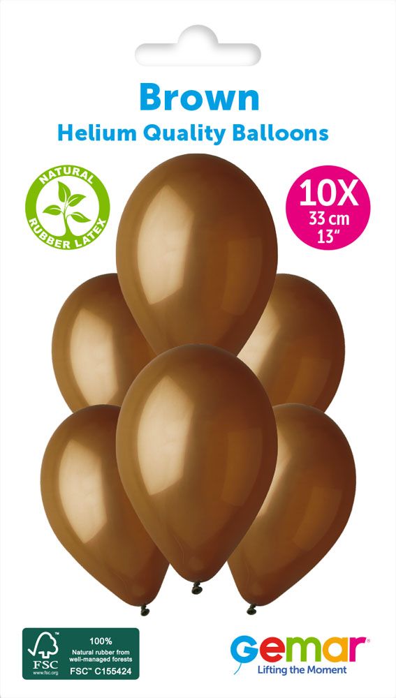 13" GEMAR RETAIL LATEX BROWN #048 (10 BALLOONS PER PACK)