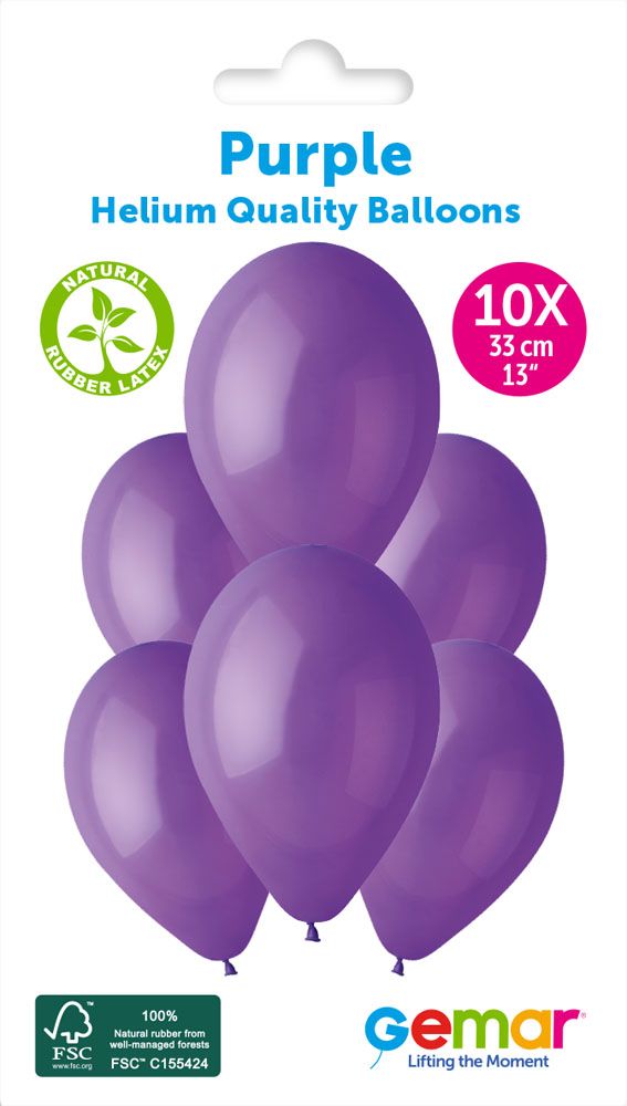 12" GEMAR RETAIL LATEX PURPLE #008 (10 BALLOONS PER PACK)