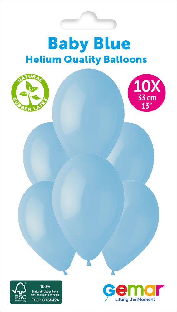 12" GEMAR RETAIL LATEX BABY BLUE #072 (10 BALLOONS PER PACK)