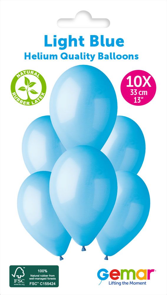 12" GEMAR RETAIL LATEX LIGHT BLUE #009 (10 BALLOONS PER PACK)