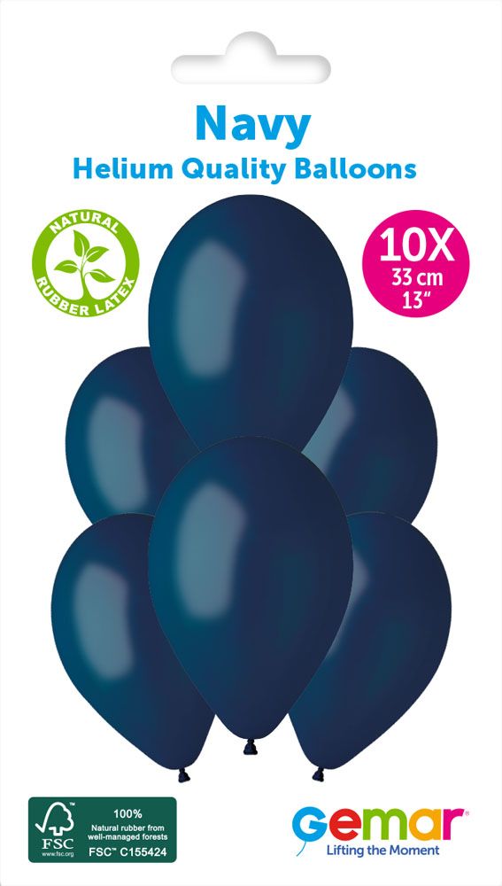 12" GEMAR RETAIL LATEX NAVY #102 (10 BALLOONS PER PACK)