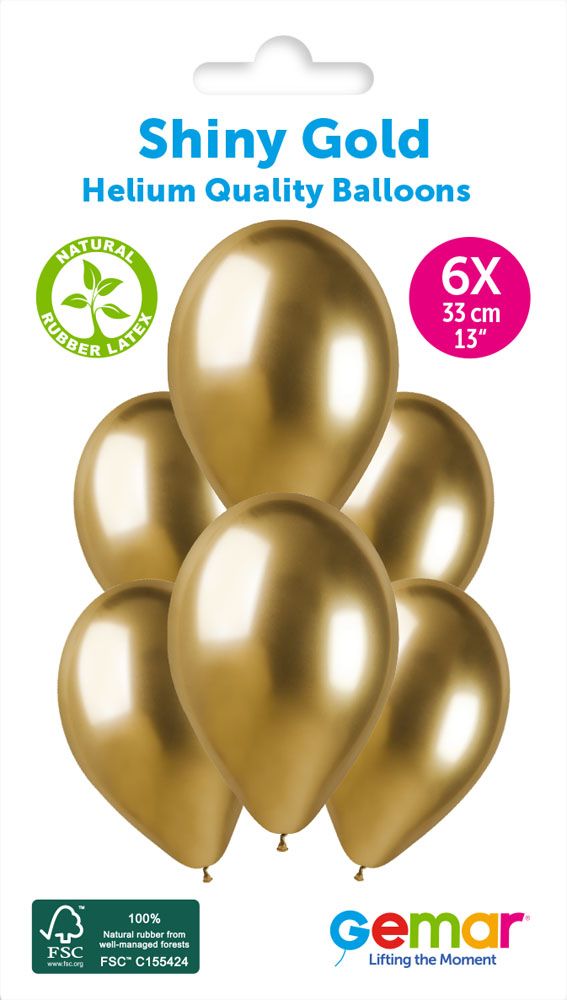 13" GEMAR RETAIL LATEX SHINY GOLD #088 (6 BALLOONS PER PACK)