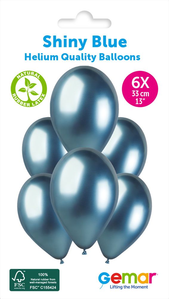 12" GEMAR RETAIL LATEX SHINY BLUE #092 (6 BALLOONS PER PACK)